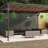 vidaXL 12 pcs conj. lounge jardim c/ almofadões vime PE cinza-escuro