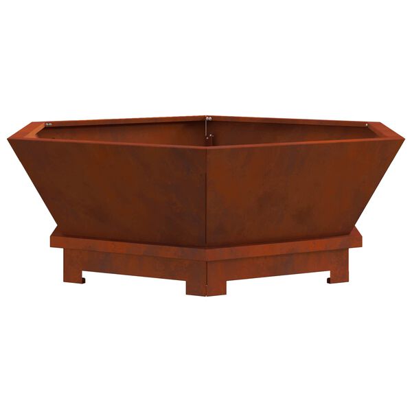 vidaXL Fire Pit Castanho 75 x 75 x 28 cm A&ccedil;o resistente &agrave;s intemp&eacute;ries