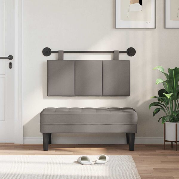 vidaXL Cabeceira Suspensa Cinzento-acastanhado 90 x 55 x 5 cm tecido