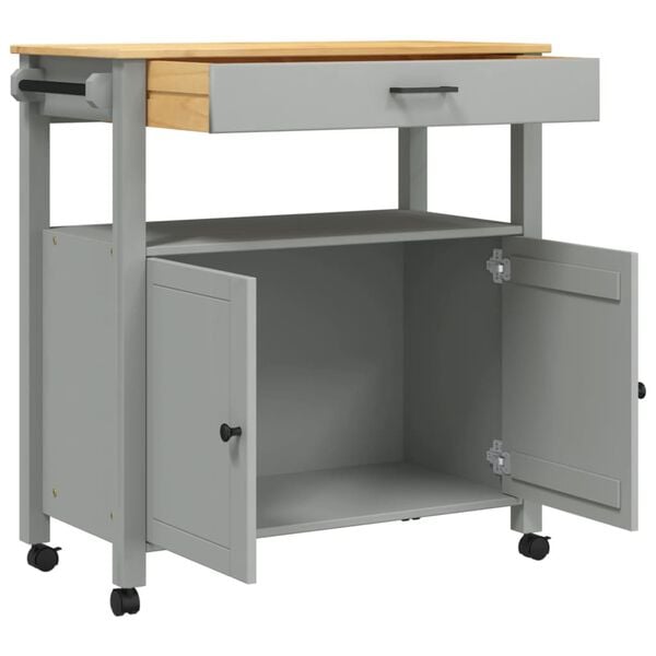vidaXL Carrinho de cozinha MONZA 84x40x88,5 cm madeira de pinho maciça