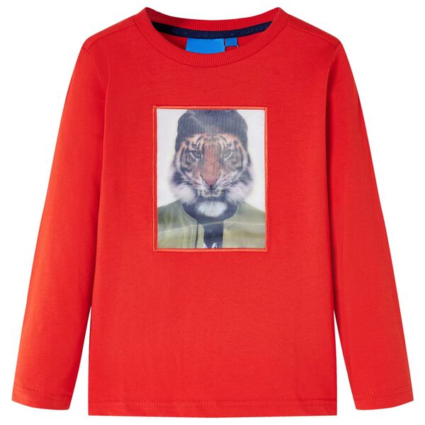 T-shirt de manga comprida para criança vermelho 104