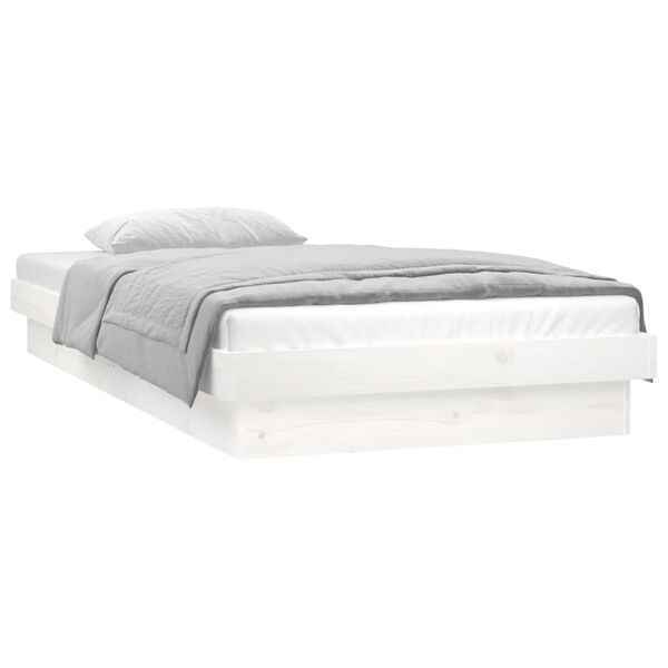 vidaXL Estrutura de cama c/ luzes LEDs 100x200cm madeira maci&ccedil;a branco