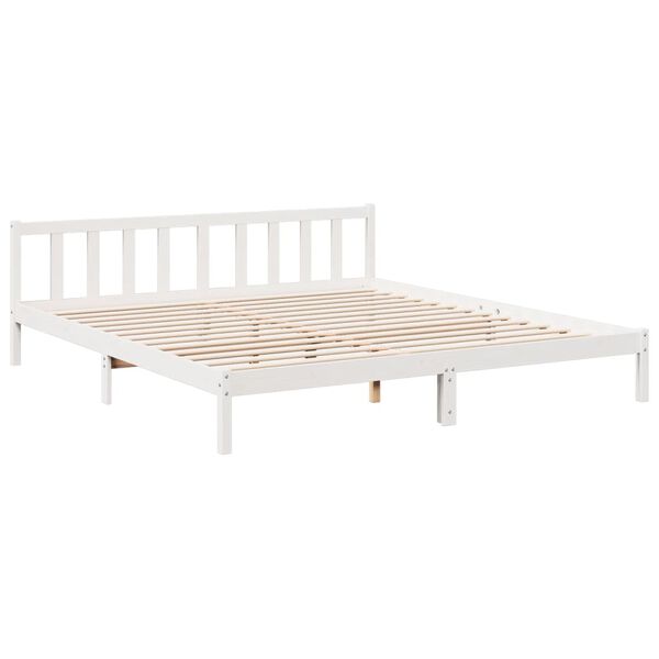 vidaXL Cama extra longa sem colch&atilde;o 180x210 cm pinho maci&ccedil;o branco