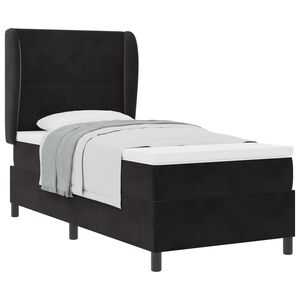 vidaXL Cama Box com colch&atilde;o com cabeceira Preto 190 x 90 cm Poli&eacute;ster