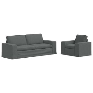 vidaXL Conjunto de Sof&aacute;s 2 unid. Cinza Escuro tecido