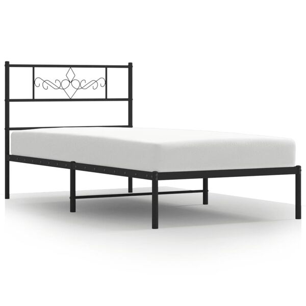 vidaXL Estrutura de cama com cabeceira 90x200 cm metal preto