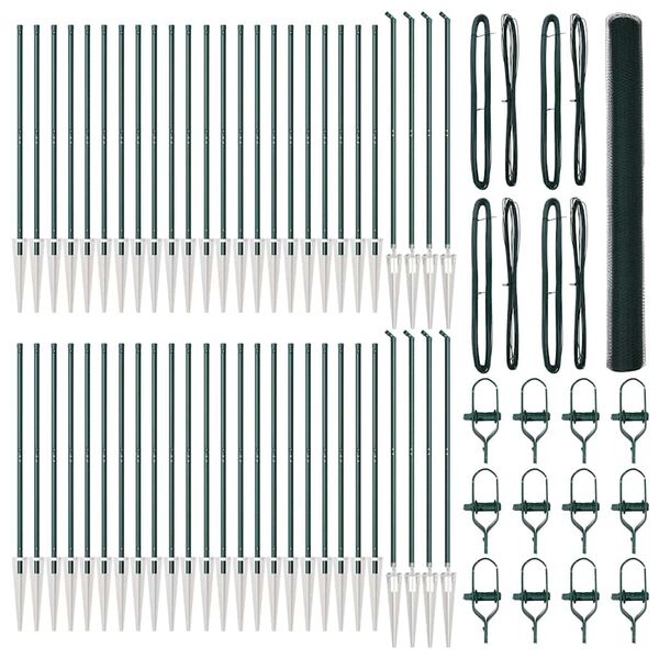 vidaXL Poste de Cerca Verde 100 x 1,6 m (malha de 25 mm) A&ccedil;o e PVC