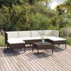 vidaXL 7 pcs conjunto lounge jardim c/ almofad&otilde;es vime PE castanho
