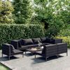 vidaXL 9 pcs conj. lounge jardim c/ almofad&otilde;es vime PE cinzento-escuro