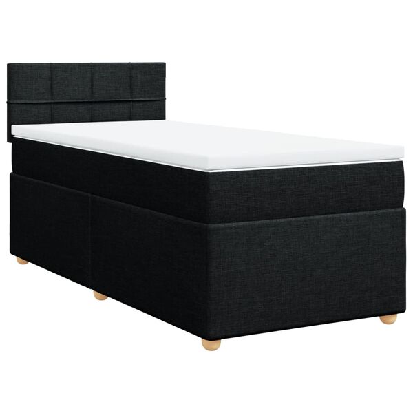 vidaXL Cama box spring com colch&atilde;o solteiro tecido preto