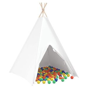 vidaXL Tenda Teepee Branco 120 x 120 x 150 cm Tecido e Pl&aacute;stico