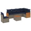 vidaXL Conjunto de sof&aacute; de jardim com 7 pe&ccedil;as e almofadas em rattan sint&eacute;tico cinza