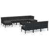 vidaXL 11 pcs conjunto lounge de jardim c/ almofad&otilde;es vime PE preto