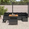 vidaXL Conjunto de Sof&aacute; de Jardim 9 pcs Preto Rattan Sint&eacute;tico
