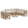 vidaXL Conjunto de Sof&aacute;s para Exterior 10 pcs Natural e Branco Creme