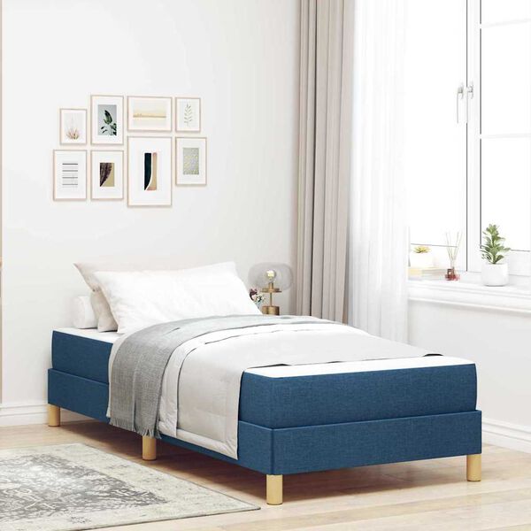 vidaXL Cama Box com colch&atilde;o Azul 80 x 200 cm tecido