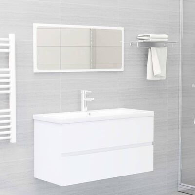 vidaXL Armário de lavatório 90x38,5x45 cm contraplacado branco