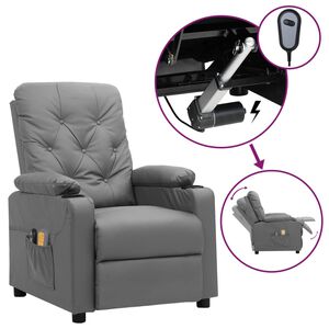 vidaXL Poltrona de massagens el&eacute;trica couro artificial cinzento