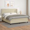 vidaXL Cama com molas/colch&atilde;o 180x200 cm couro artificial cor creme