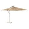 vidaXL Guarda-sol c/ luzes LED e poste de a&ccedil;o 290x290x238 cm castanho