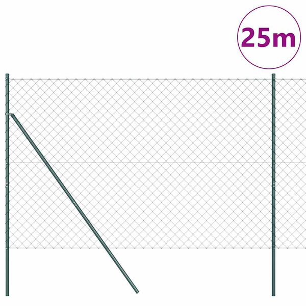 vidaXL Poste de Cerca Verde 1,5 x 25 m (malha 60 x 60 mm) A&ccedil;o