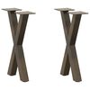 vidaXL P&eacute;s para mesa de centro em formato de X, 2 pe&ccedil;as, a&ccedil;o natural, 28x(42-43) cm, a&ccedil;o