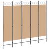 vidaXL Divis&oacute;ria de 5 Pain&eacute;is Bege 200 x 180 cm Tecido