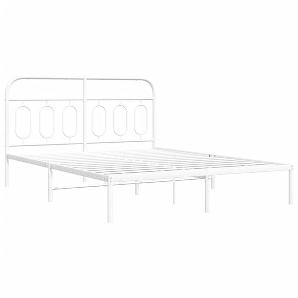 vidaXL Estrutura de cama com cabeceira 140x200 cm metal branco