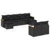 vidaXL 9 pcs conjunto de sof&aacute;s p/ jardim c/ almofad&otilde;es vime PE preto