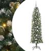 vidaXL &Aacute;rvore Slim de Natal Artificial Verde e Branco 210 cm