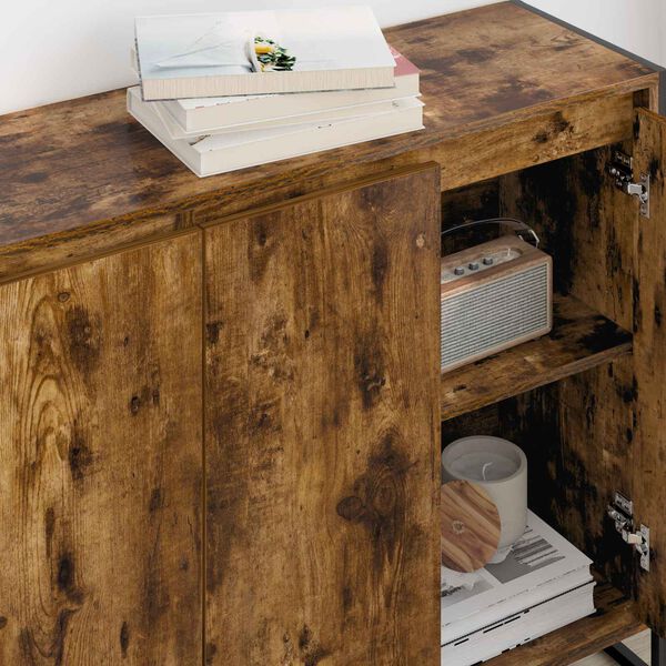 vidaXL Arm&aacute;rio lateral Carvalho Fum&ecirc; 96,5 x 30 x 75 cm