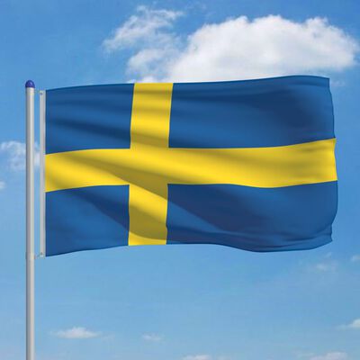 vidaXL Bandeira da Suécia com mastro de alumínio 6 m
