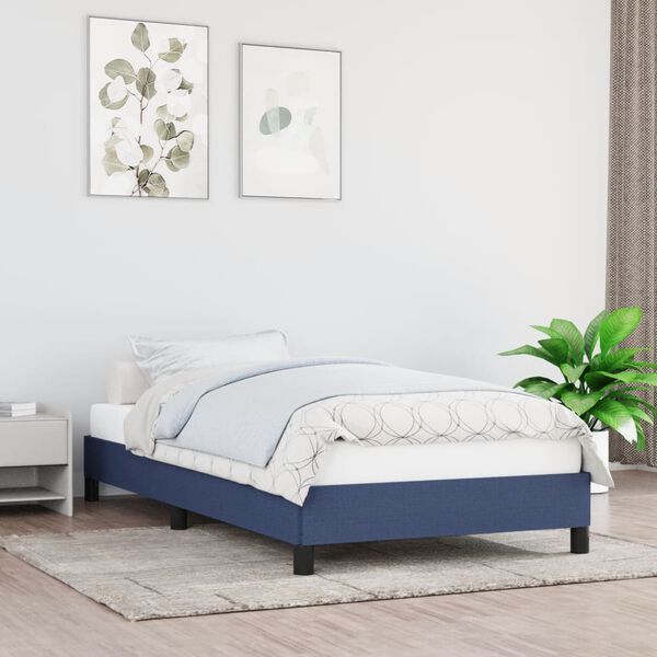 vidaXL Estrutura de cama sem colch&atilde;o 90x200 cm tecido azul