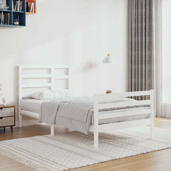 vidaXL Estrutura de cama 100x200 cm madeira maci&ccedil;a branco