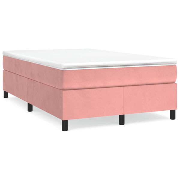 vidaXL Estrutura de cama com molas 120x200 cm veludo rosa