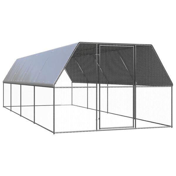 vidaXL Galinheiro de exterior 3x8x2 m aço galvanizado