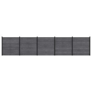 vidaXL Conjunto de Cercas 5 unid. 872 x 186 cm WPC e Alum&iacute;nio Cinzento
