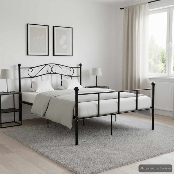 vidaXL Estrutura de cama 120x200 cm metal preto