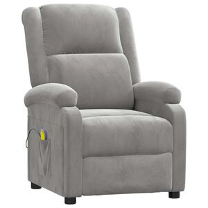 vidaXL Poltrona de massagens veludo cinzento-claro