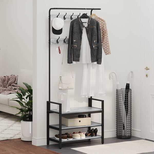 vidaXL Cabideiro Cinza Sonoma 75 x 34 x 184 cm Madeira processada