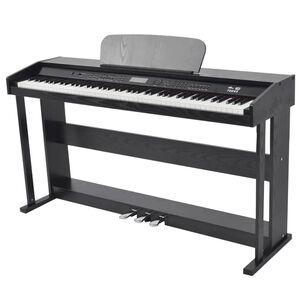 vidaXL Piano digital de 88 teclas com pedais, placa de melamina preta