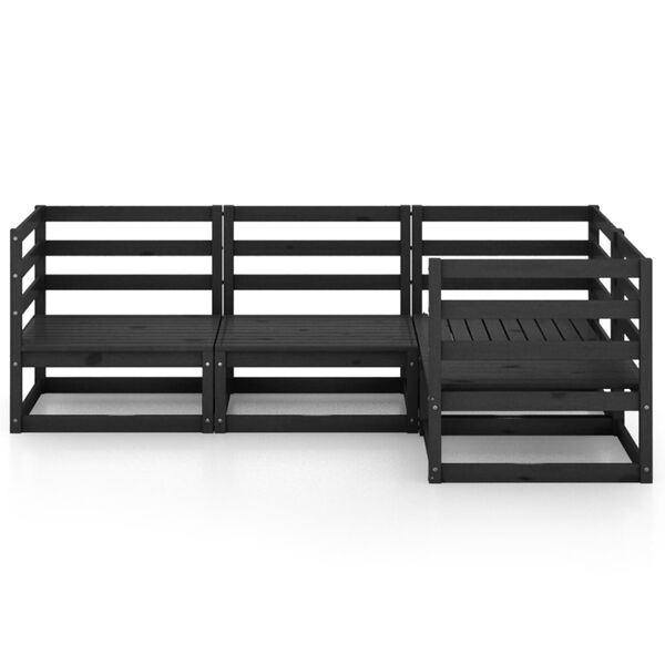 vidaXL 4 pcs conjunto lounge de jardim pinho maci&ccedil;o preto