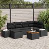 vidaXL Conjunto de Sof&aacute; de Jardim com almofada 7 pcs Preto vime PE