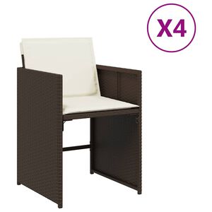 vidaXL Cadeiras de jardim com almofad&otilde;es 4 pcs vime PE castanho