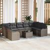 vidaXL Conjunto de Sof&aacute; de Jardim 10 pcs Cinzeto Rattan Sint&eacute;tico