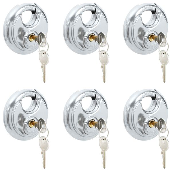 vidaXL Trancas Discus com Chaves 6 pcs Prateado 8 x 2.8 x 8 cm