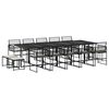 vidaXL 15 pcs conjunto de jantar p/jardim com almofad&otilde;es vime PE preto