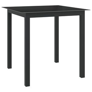 vidaXL Mesa de jardim em alum&iacute;nio e vidro 80x80x74 cm preto