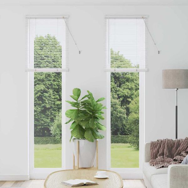 vidaXL Persiana de Janela com cortinas Manual Branco Alumínio