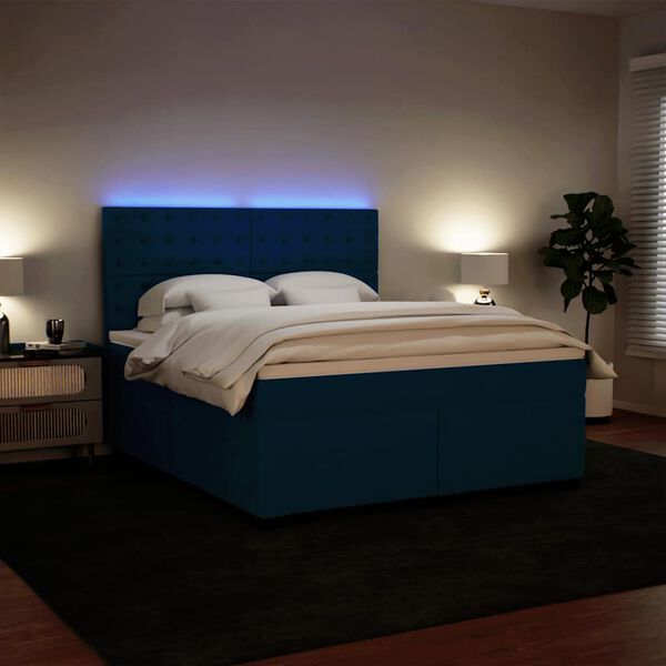 vidaXL Cama com molas/colch&atilde;o 180x200 cm veludo azul